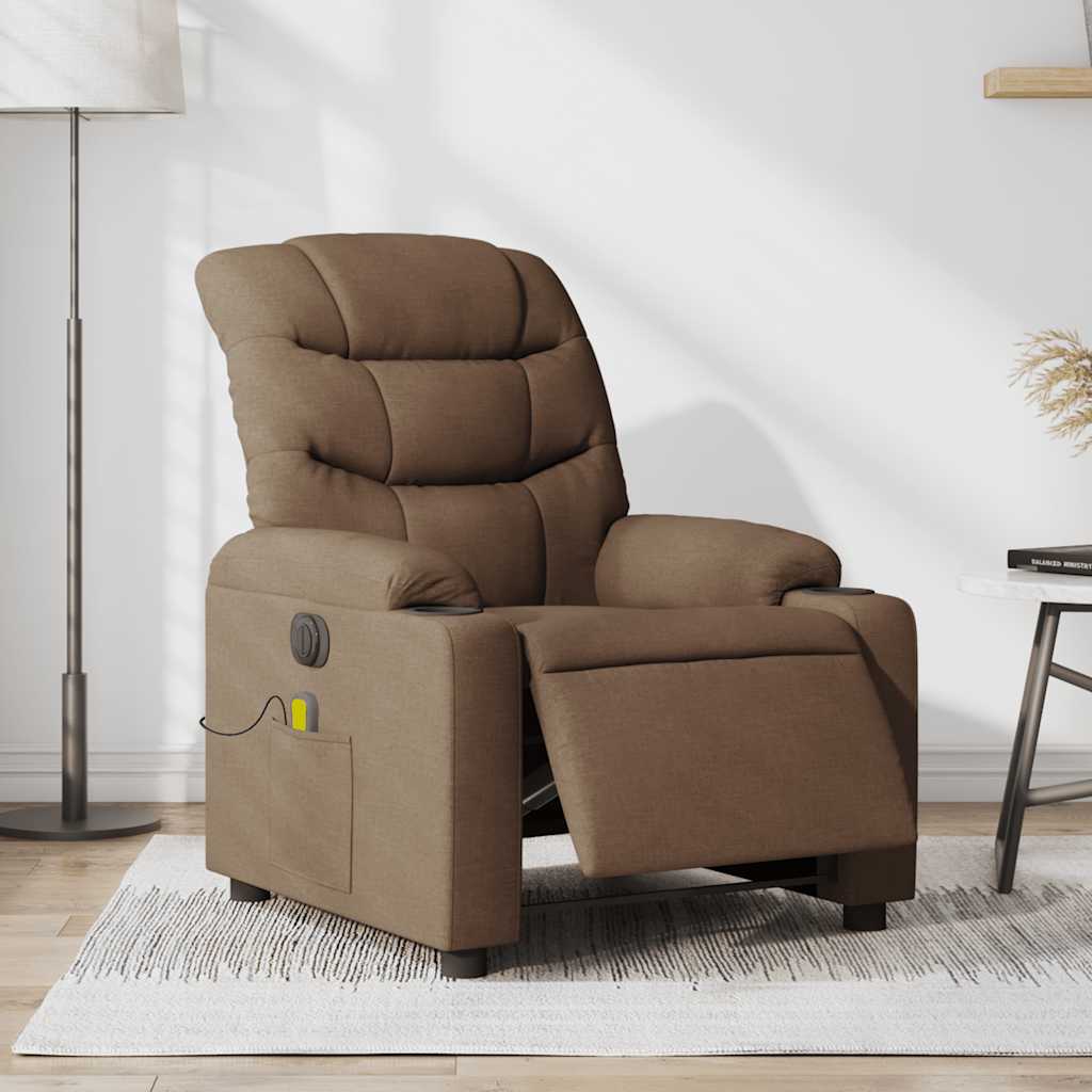 Fauteuil inclinable de massage électrique marron tissu - XIOS