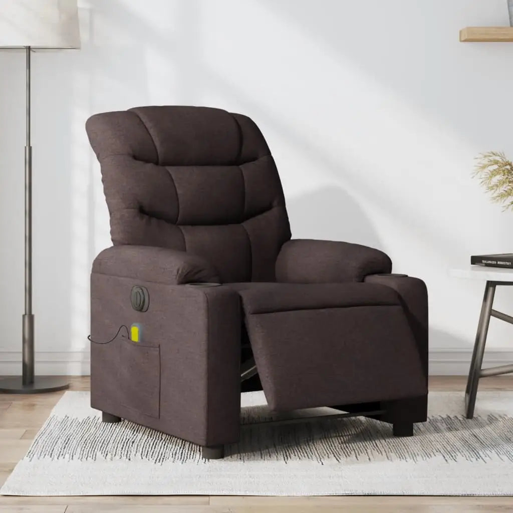 Fauteuil de massage inclinable électrique Marron foncé Tissu - XIOS