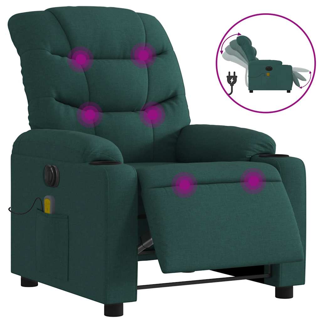 Fauteuil de massage inclinable électrique Vert foncé Tissu - XIOS