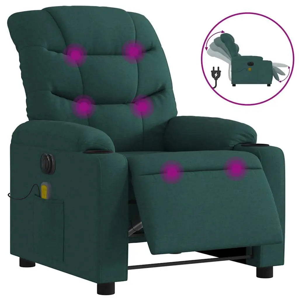 Fauteuil de massage inclinable électrique Vert foncé Tissu - XIOS