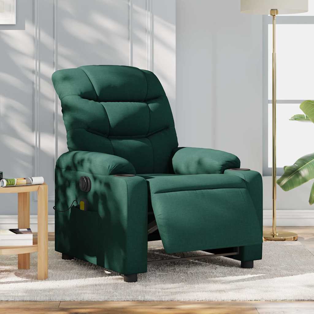 Fauteuil de massage inclinable électrique Vert foncé Tissu - XIOS
