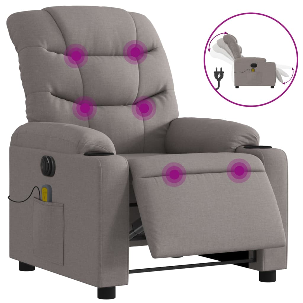 Fauteuil de massage inclinable électrique Taupe Tissu - XIOS