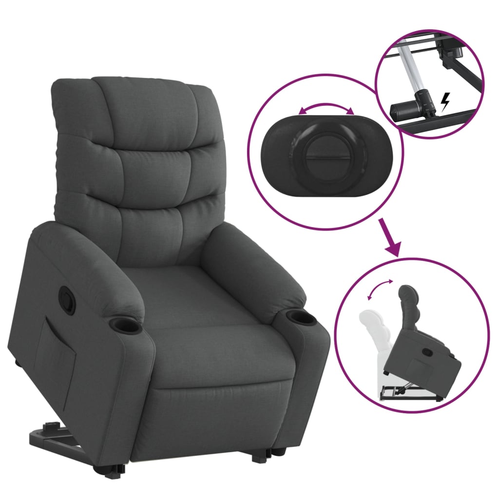 Fauteuil inclinable Gris foncé Tissu - XIOS