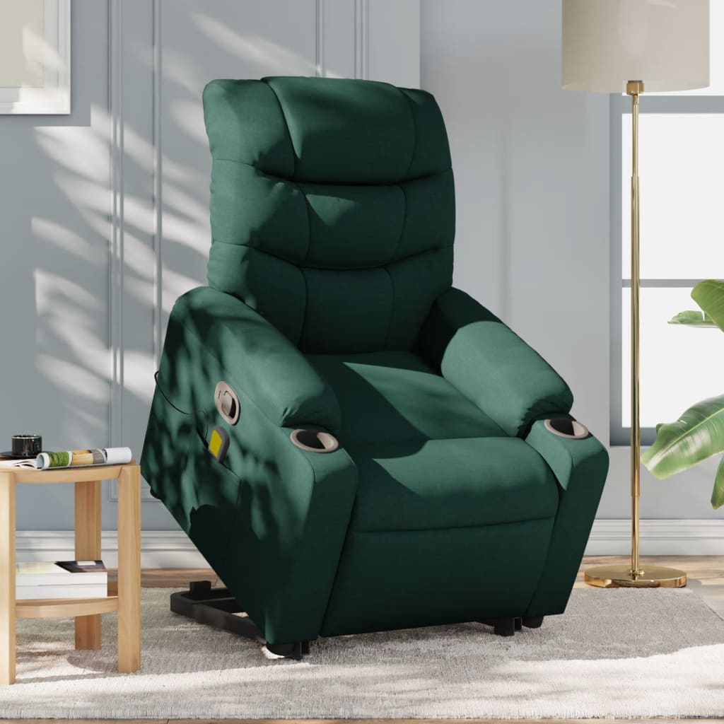 Fauteuil inclinable de massage Vert foncé Tissu - XIOS