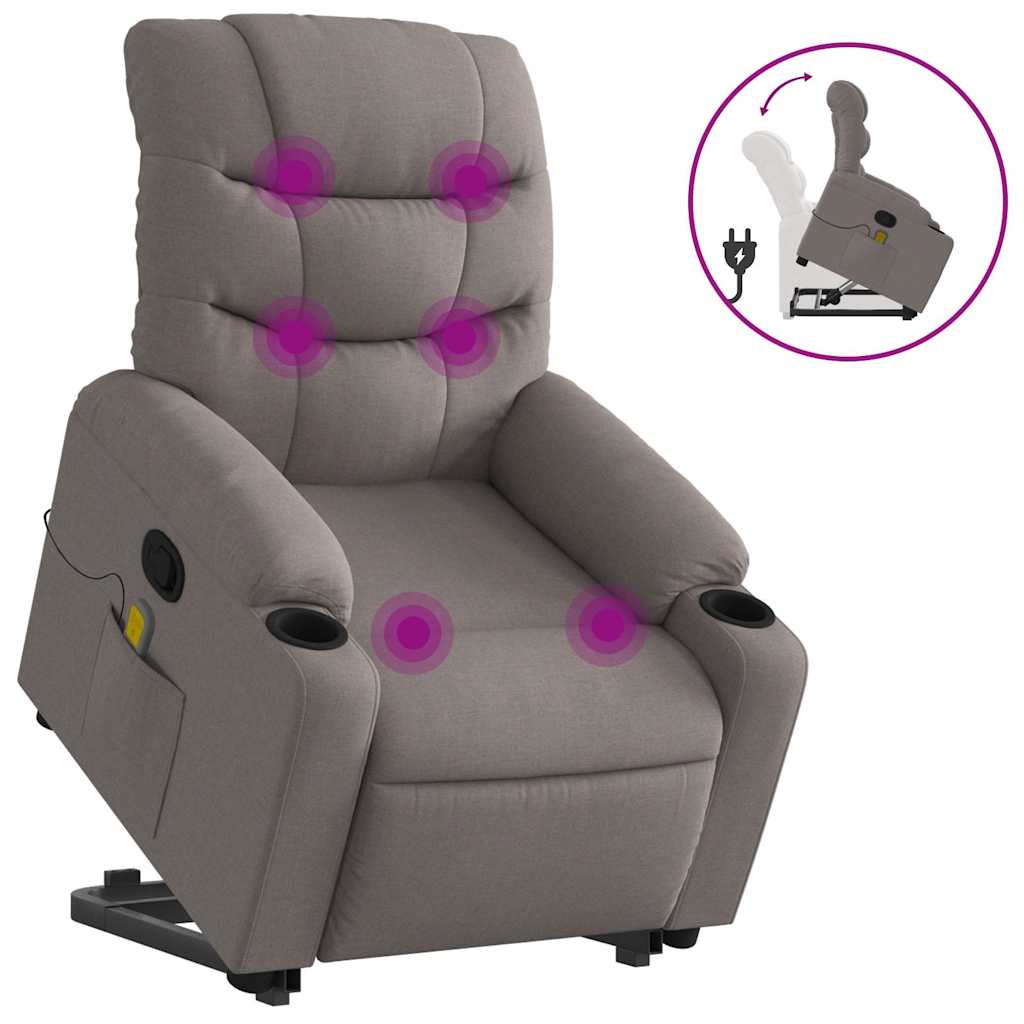 Fauteuil inclinable de massage Taupe Tissu - XIOS