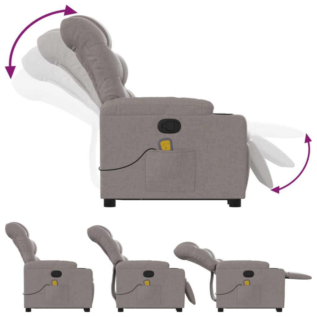 Fauteuil inclinable de massage Taupe Tissu - XIOS