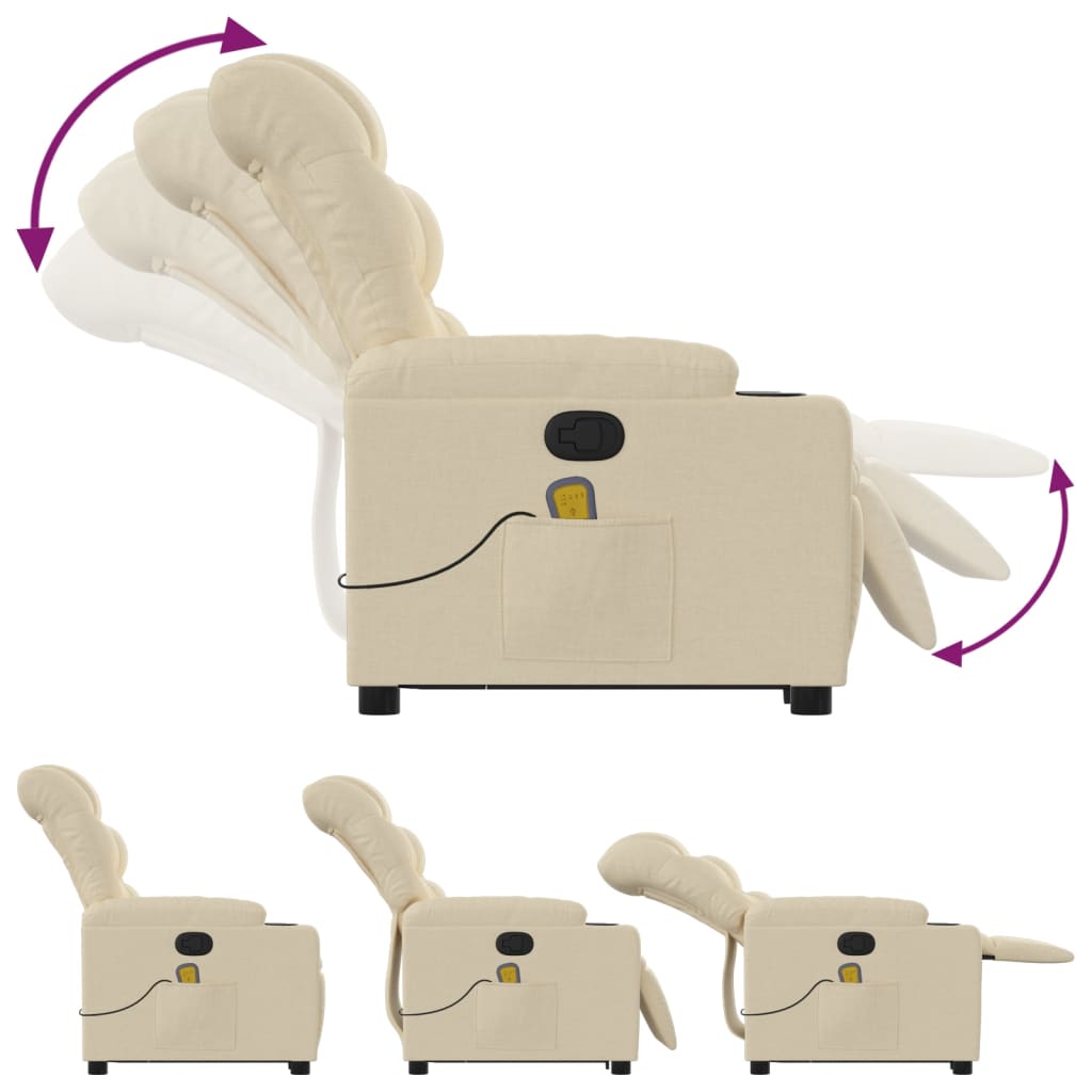 Fauteuil inclinable de massage Crème Tissu - XIOS