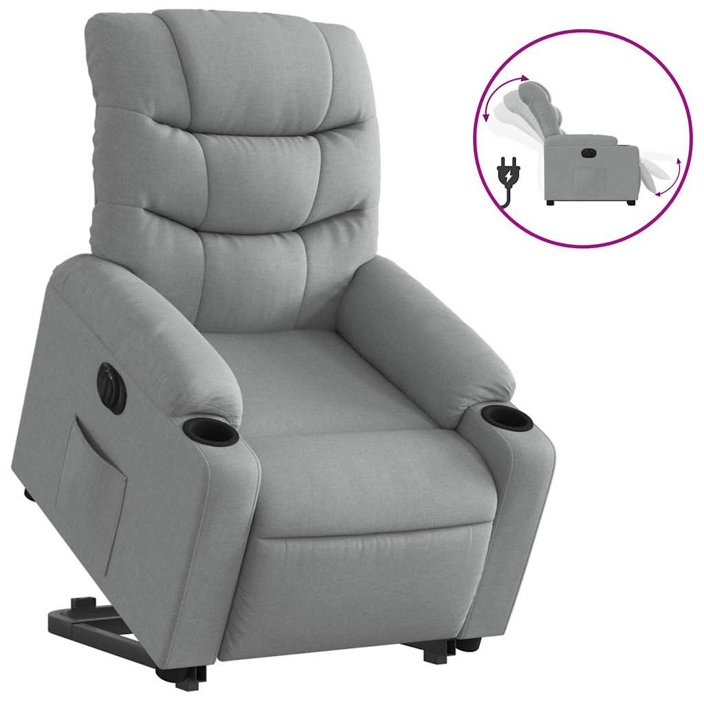 Fauteuil inclinable électrique gris clair tissu - XIOS