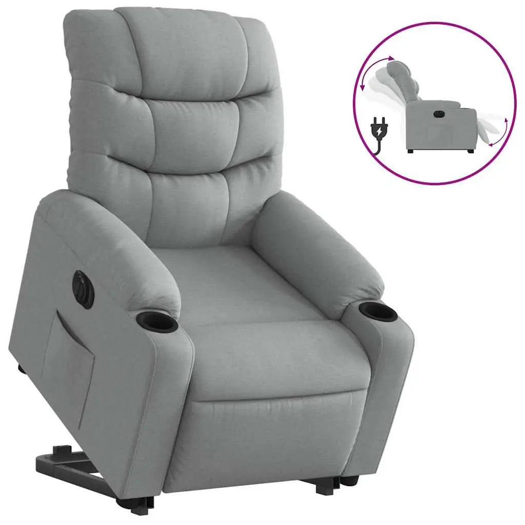 Fauteuil inclinable électrique gris clair tissu - XIOS