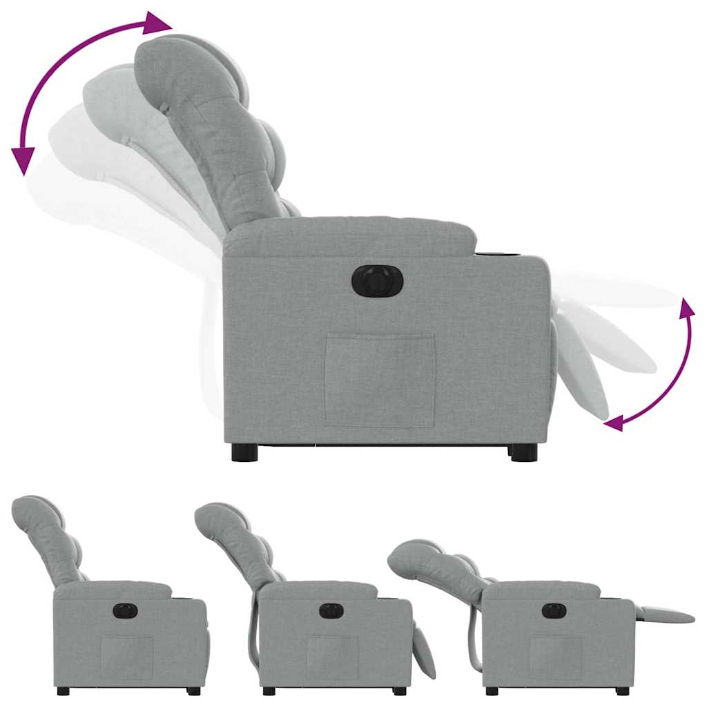 Fauteuil inclinable électrique gris clair tissu - XIOS