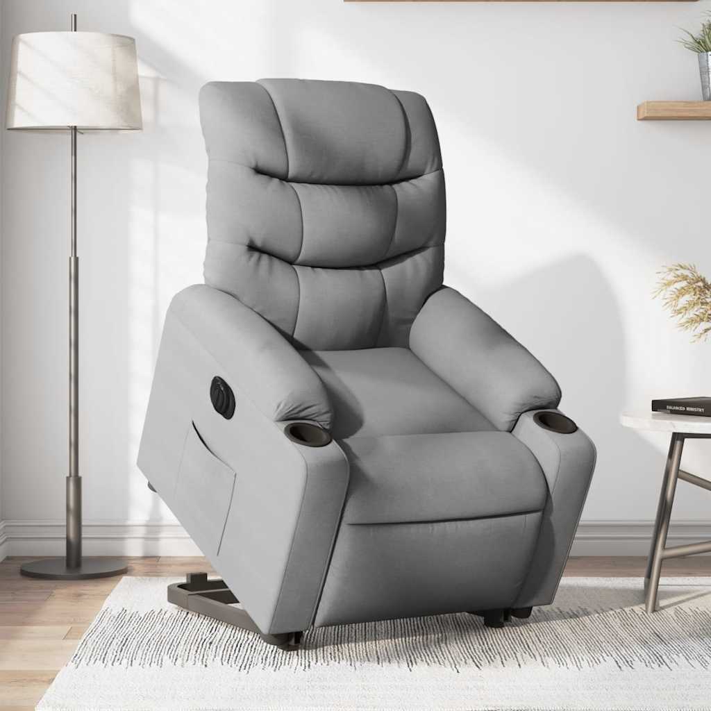 Fauteuil inclinable électrique gris clair tissu - XIOS