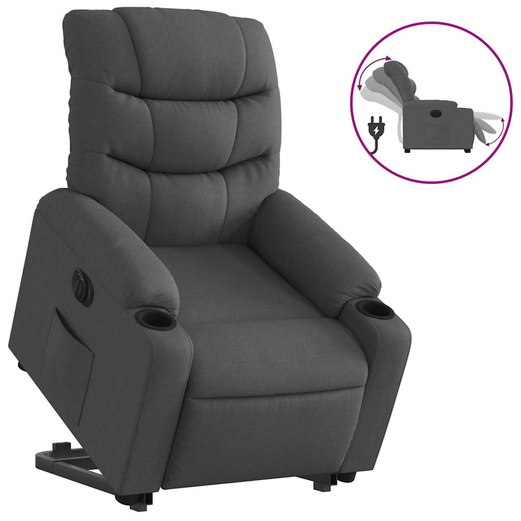 Fauteuil inclinable électrique gris foncé tissu - XIOS