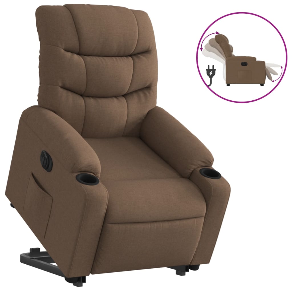 Fauteuil inclinable électrique marron tissu - XIOS
