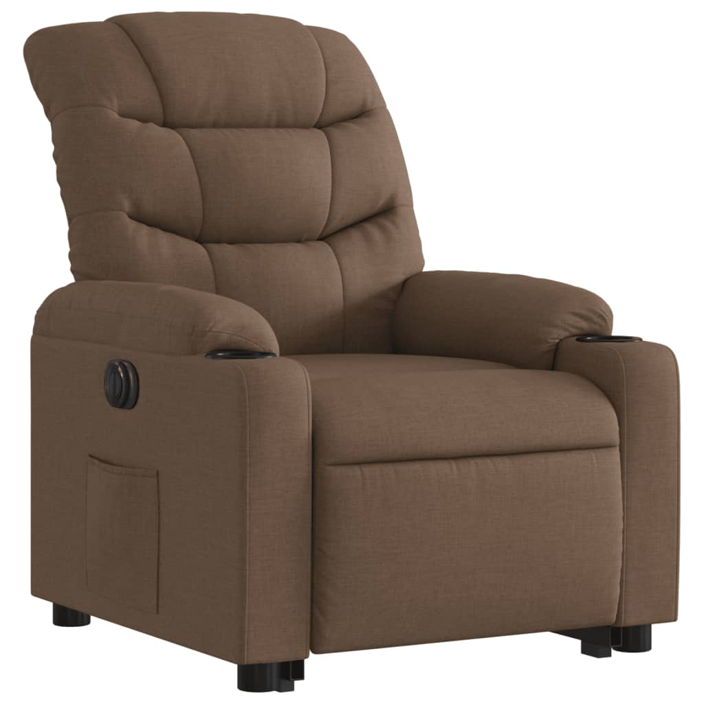 Fauteuil inclinable électrique marron tissu - XIOS