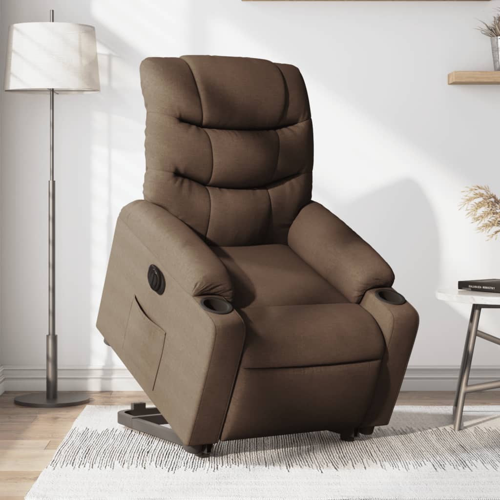 Fauteuil inclinable électrique marron tissu - XIOS