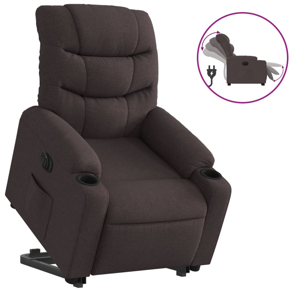 Fauteuil inclinable électrique marron foncé tissu - XIOS