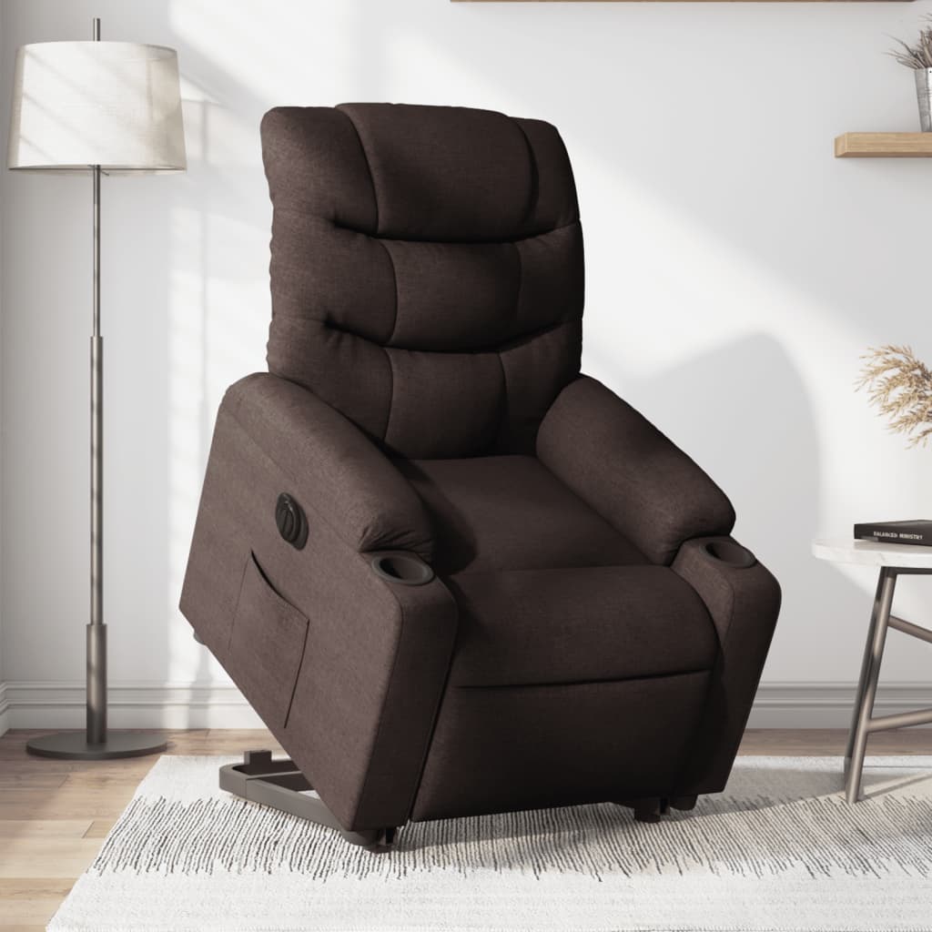 Fauteuil inclinable électrique marron foncé tissu - XIOS