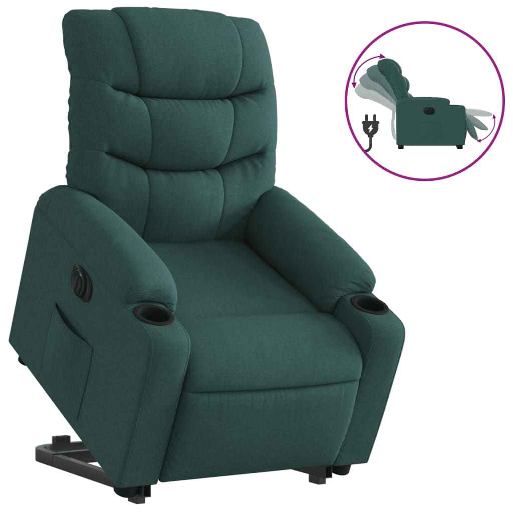 Fauteuil inclinable électrique vert foncé tissu - XIOS