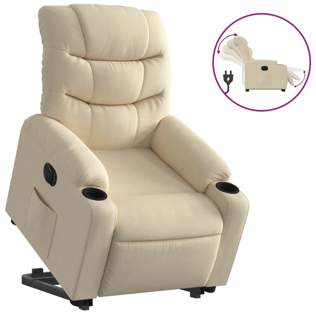 Fauteuil inclinable électrique crème tissu - XIOS