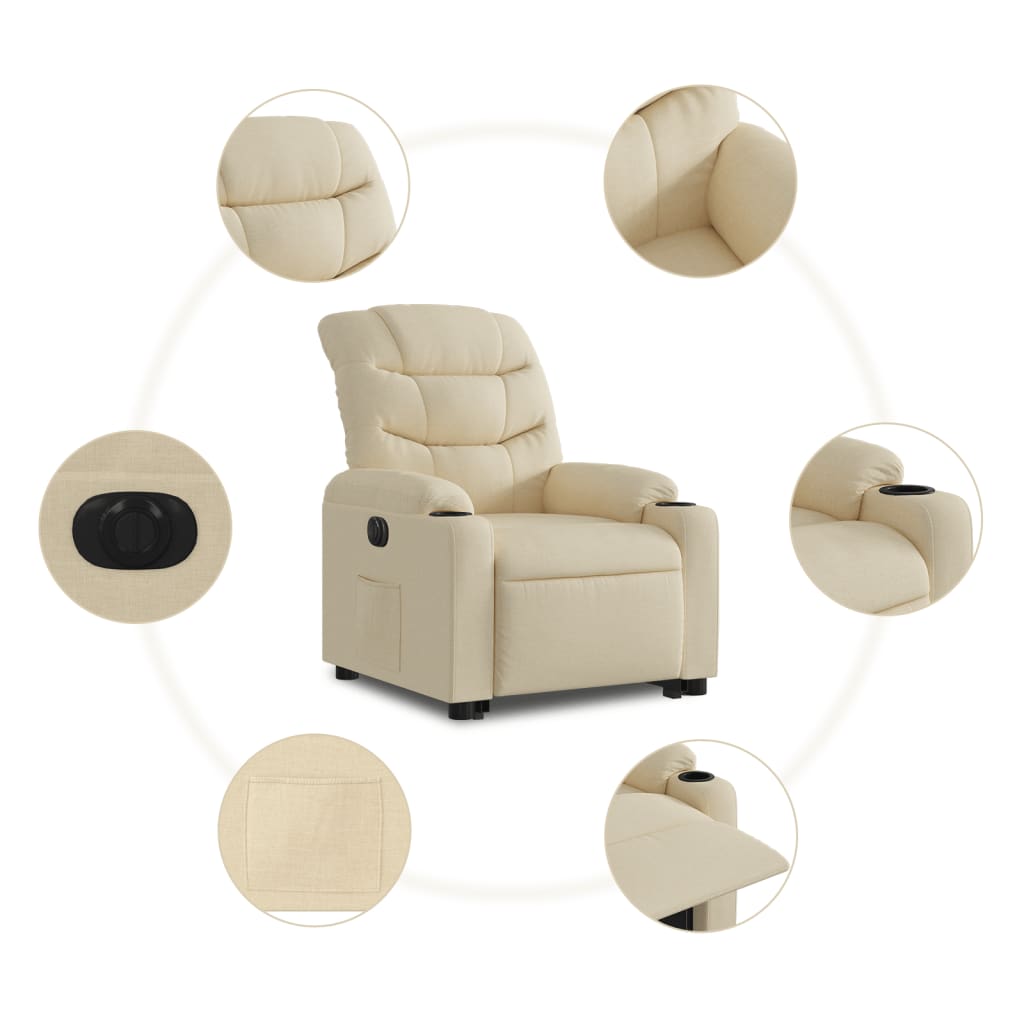 Fauteuil inclinable électrique crème tissu - XIOS