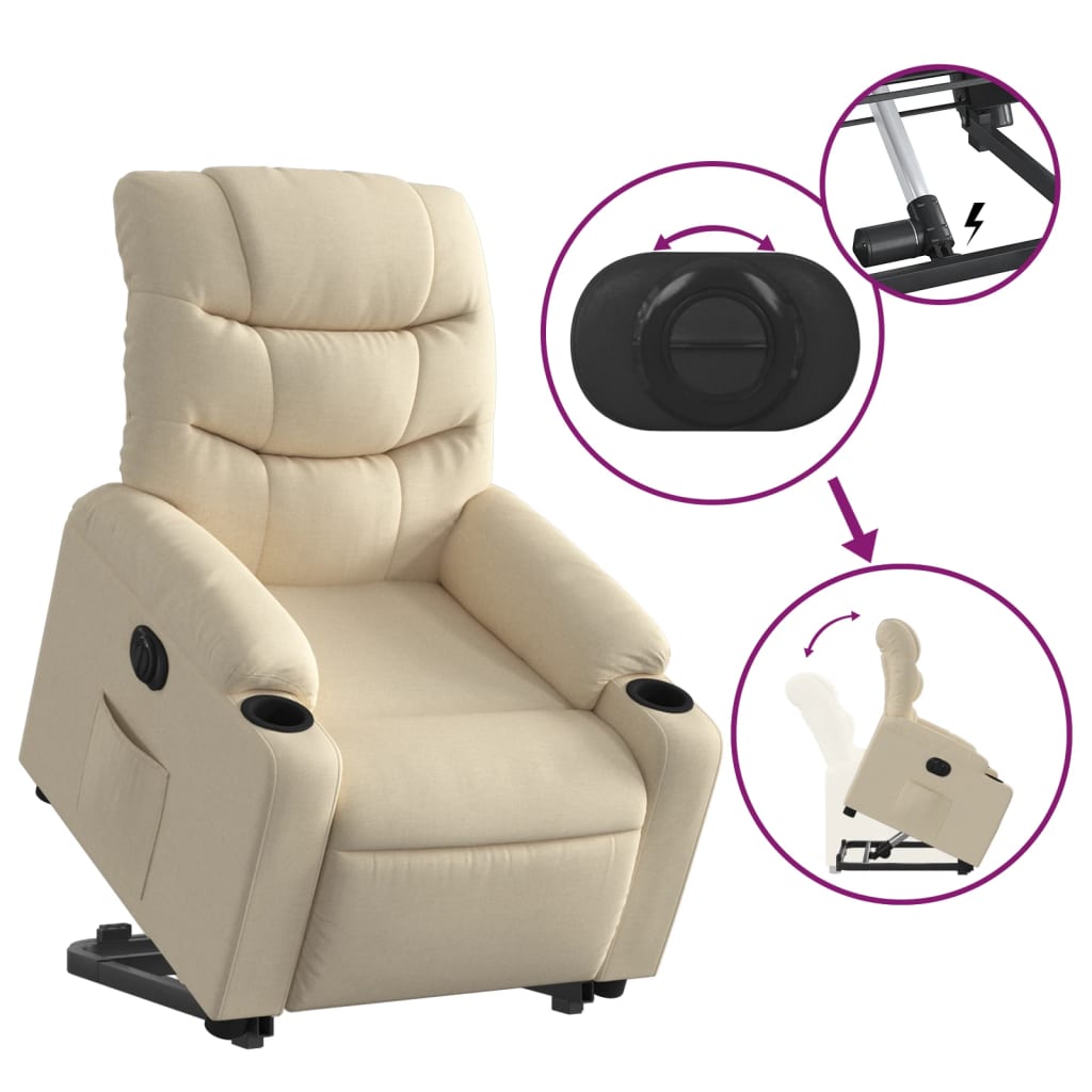 Fauteuil inclinable électrique crème tissu - XIOS