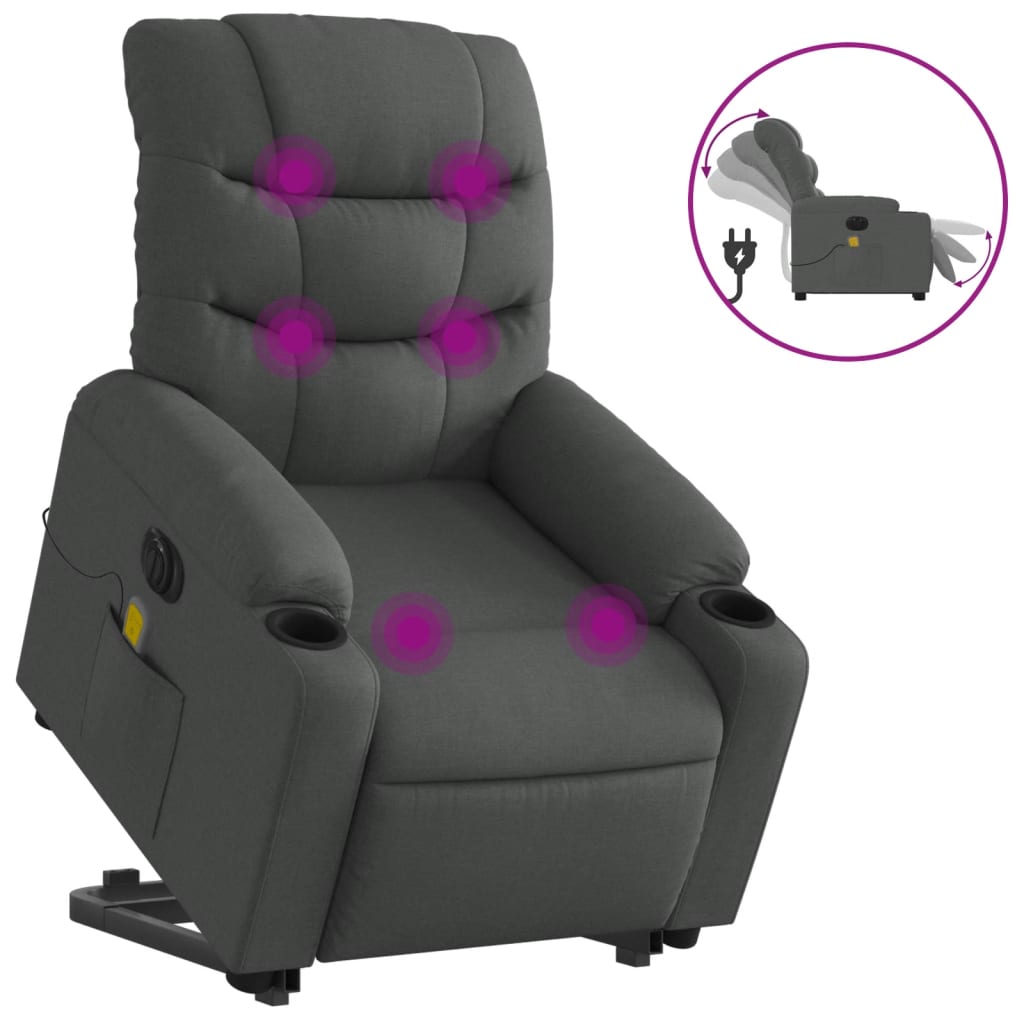 Fauteuil inclinable de massage électrique Gris foncé Tissu - XIOS