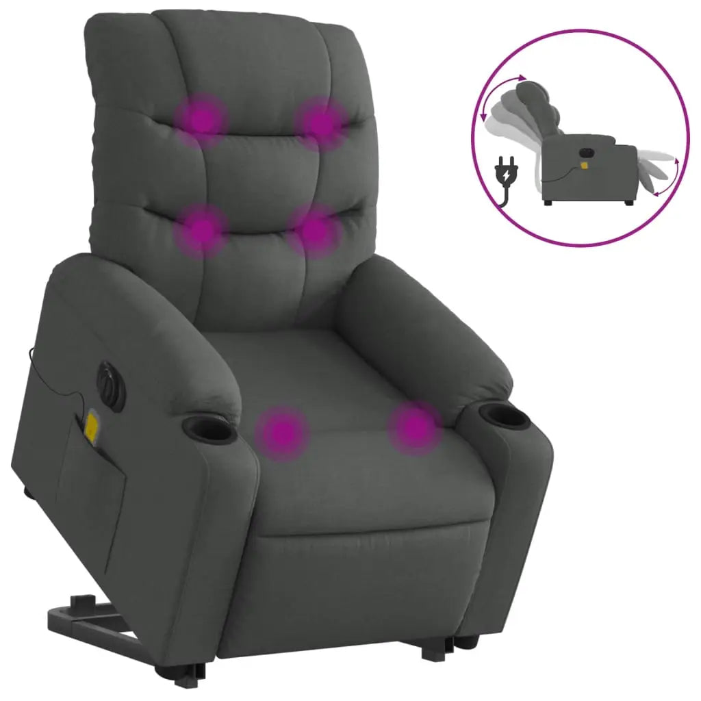 Fauteuil inclinable de massage électrique Gris foncé Tissu - XIOS