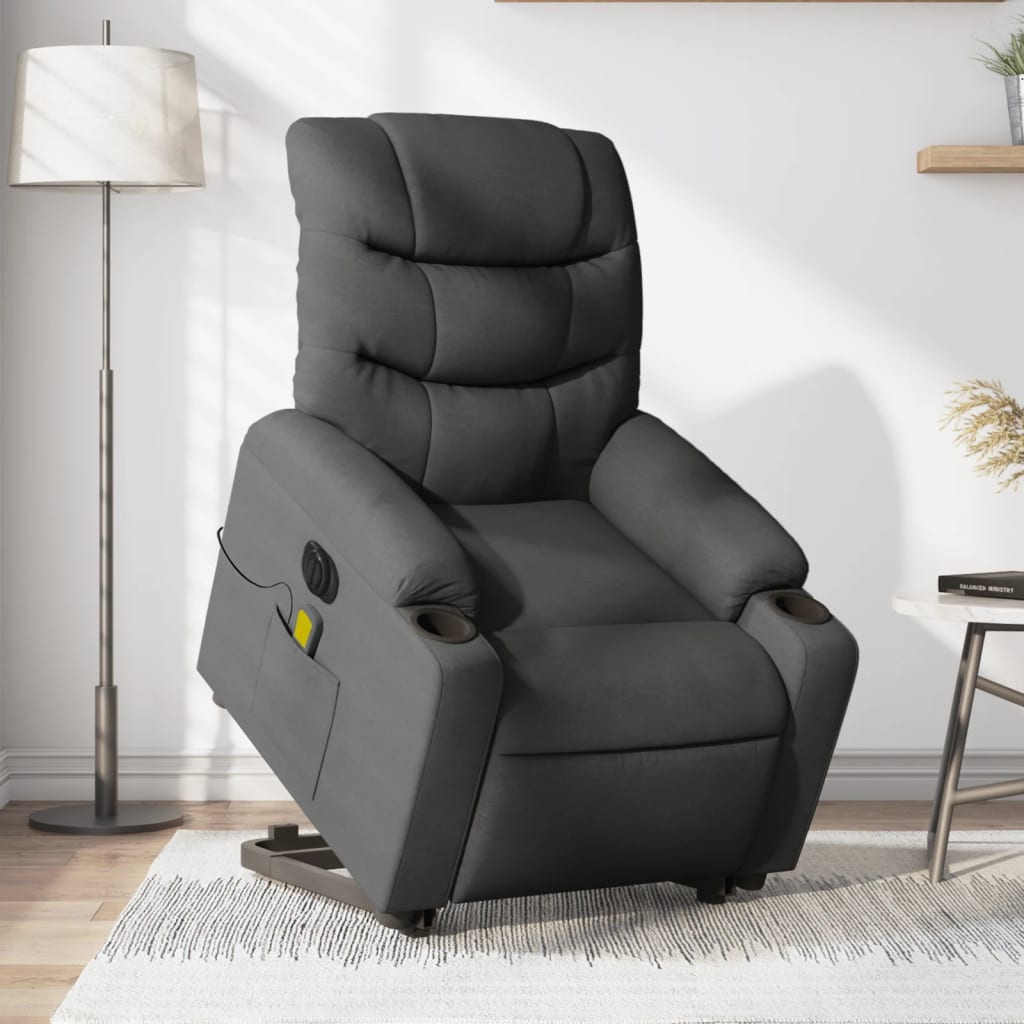 Fauteuil inclinable de massage électrique Gris foncé Tissu - XIOS
