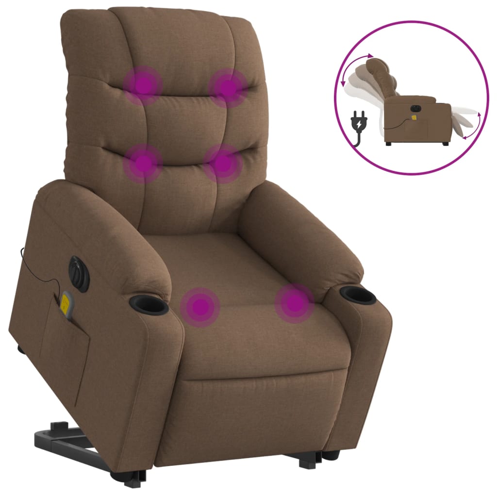 Fauteuil inclinable de massage électrique Marron Tissu - XIOS