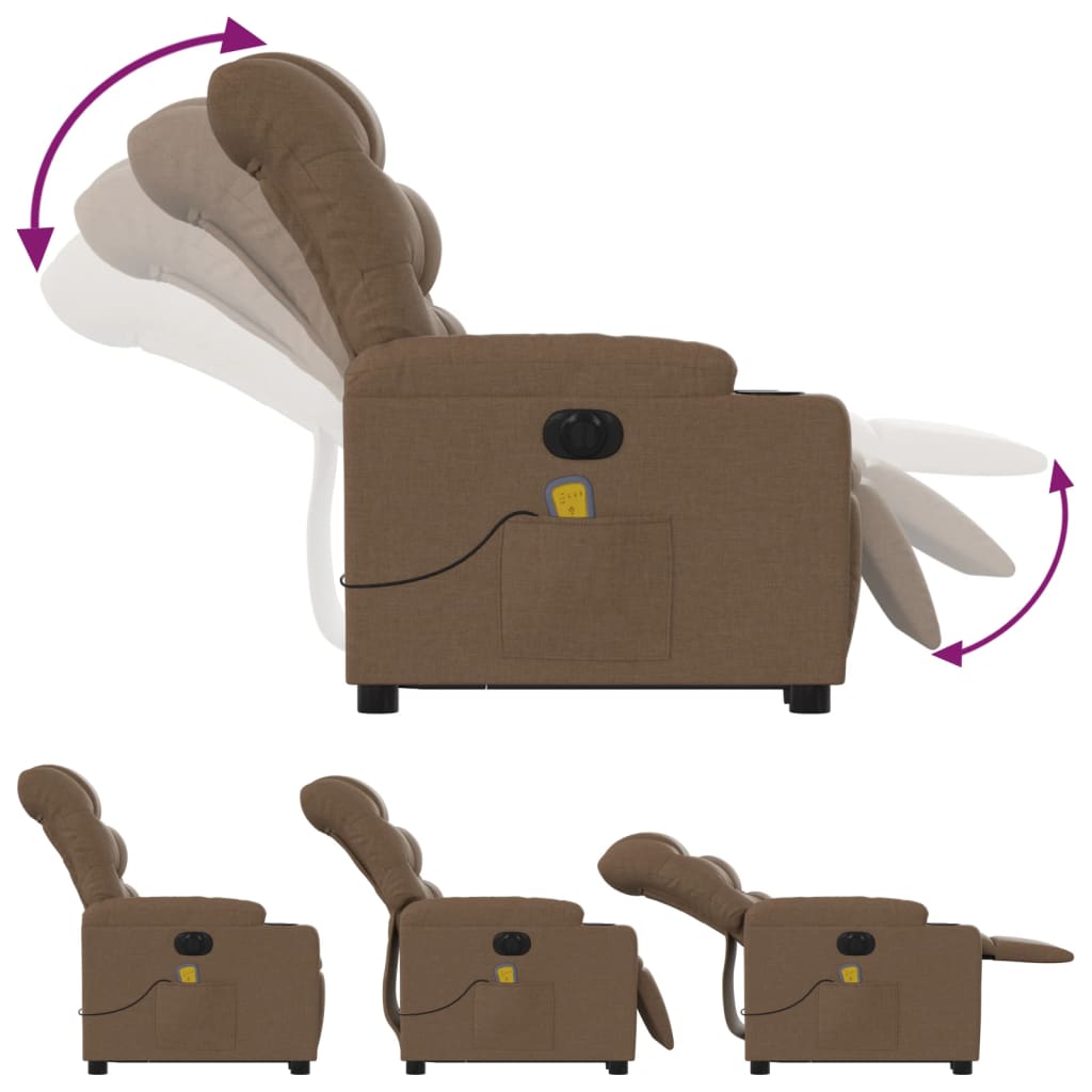 Fauteuil inclinable de massage électrique Marron Tissu - XIOS