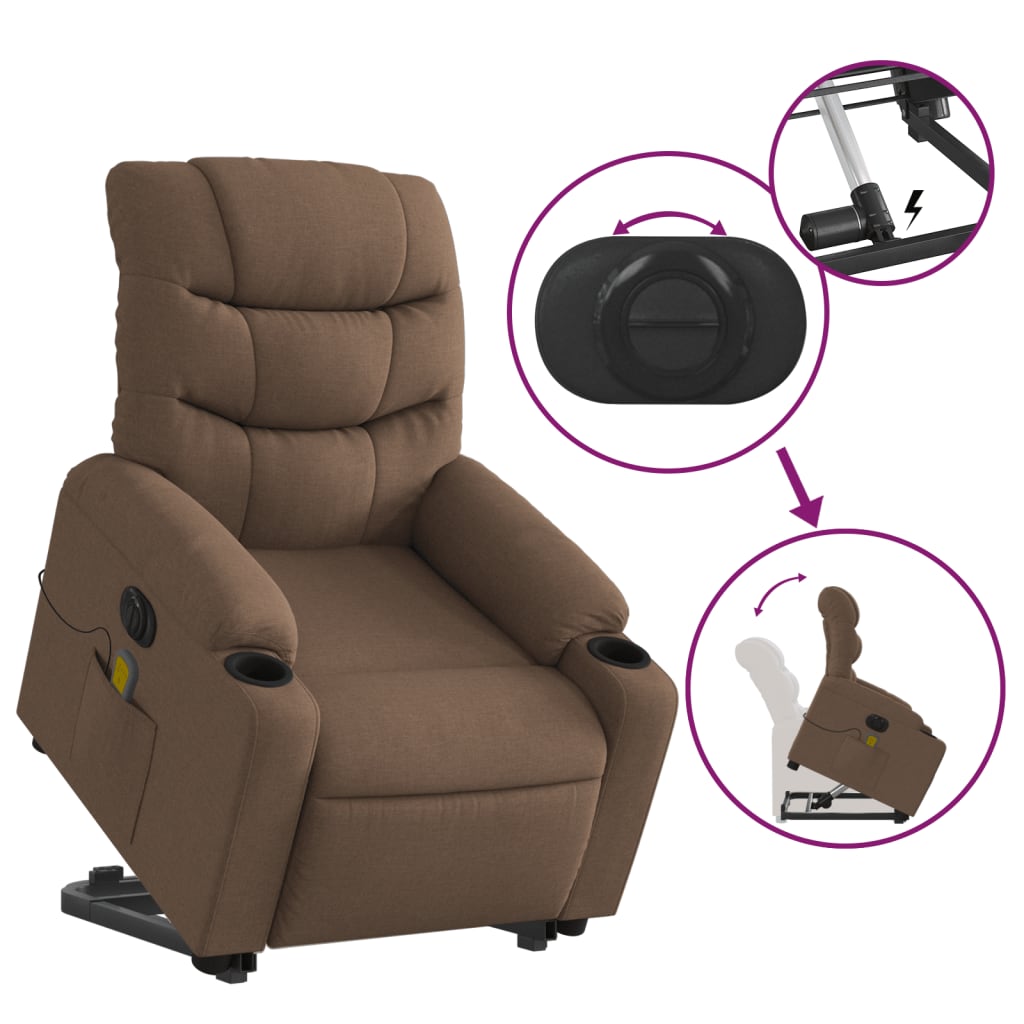 Fauteuil inclinable de massage électrique Marron Tissu - XIOS