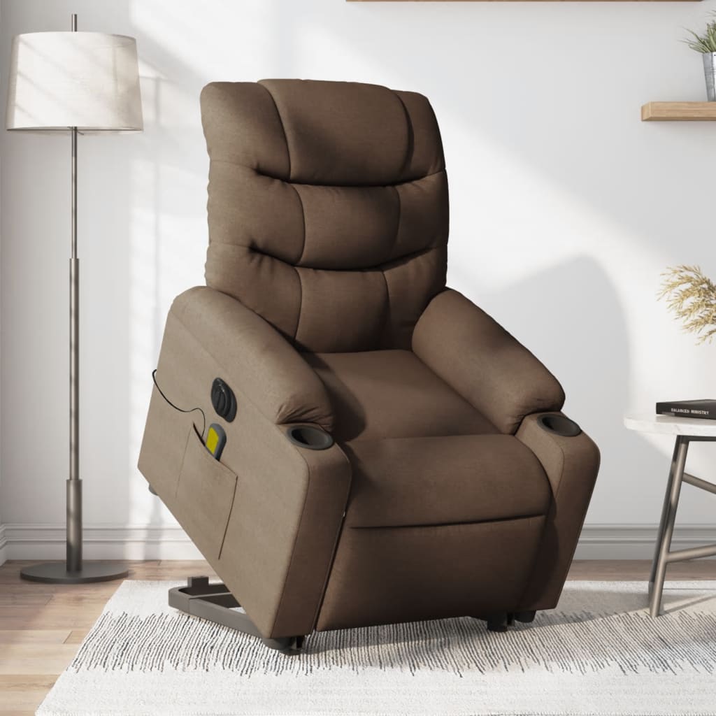 Fauteuil inclinable de massage électrique Marron Tissu - XIOS
