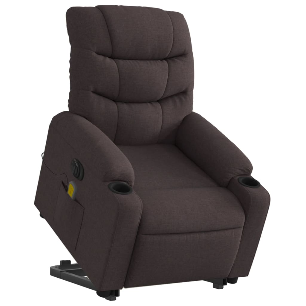 Fauteuil inclinable de massage électrique Marron foncé Tissu - XIOS