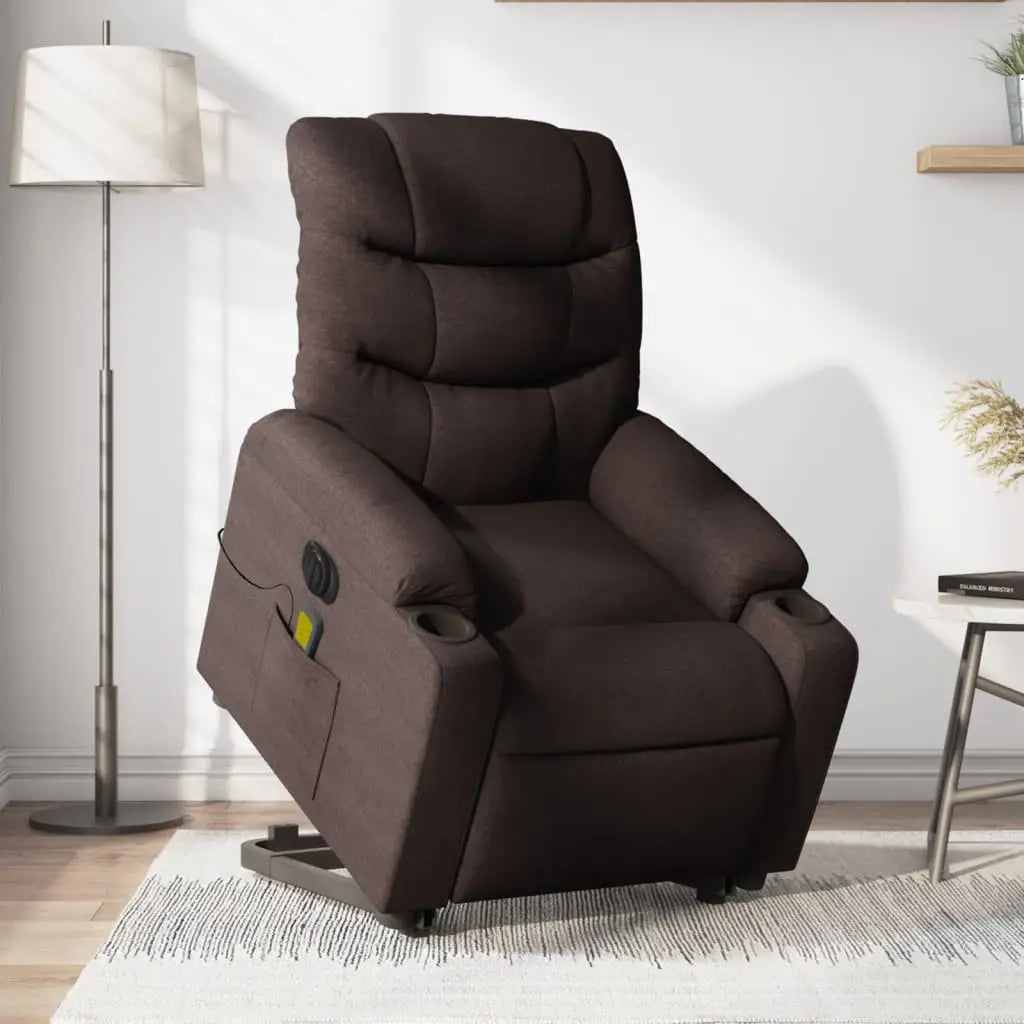 Fauteuil inclinable de massage électrique Marron foncé Tissu - XIOS