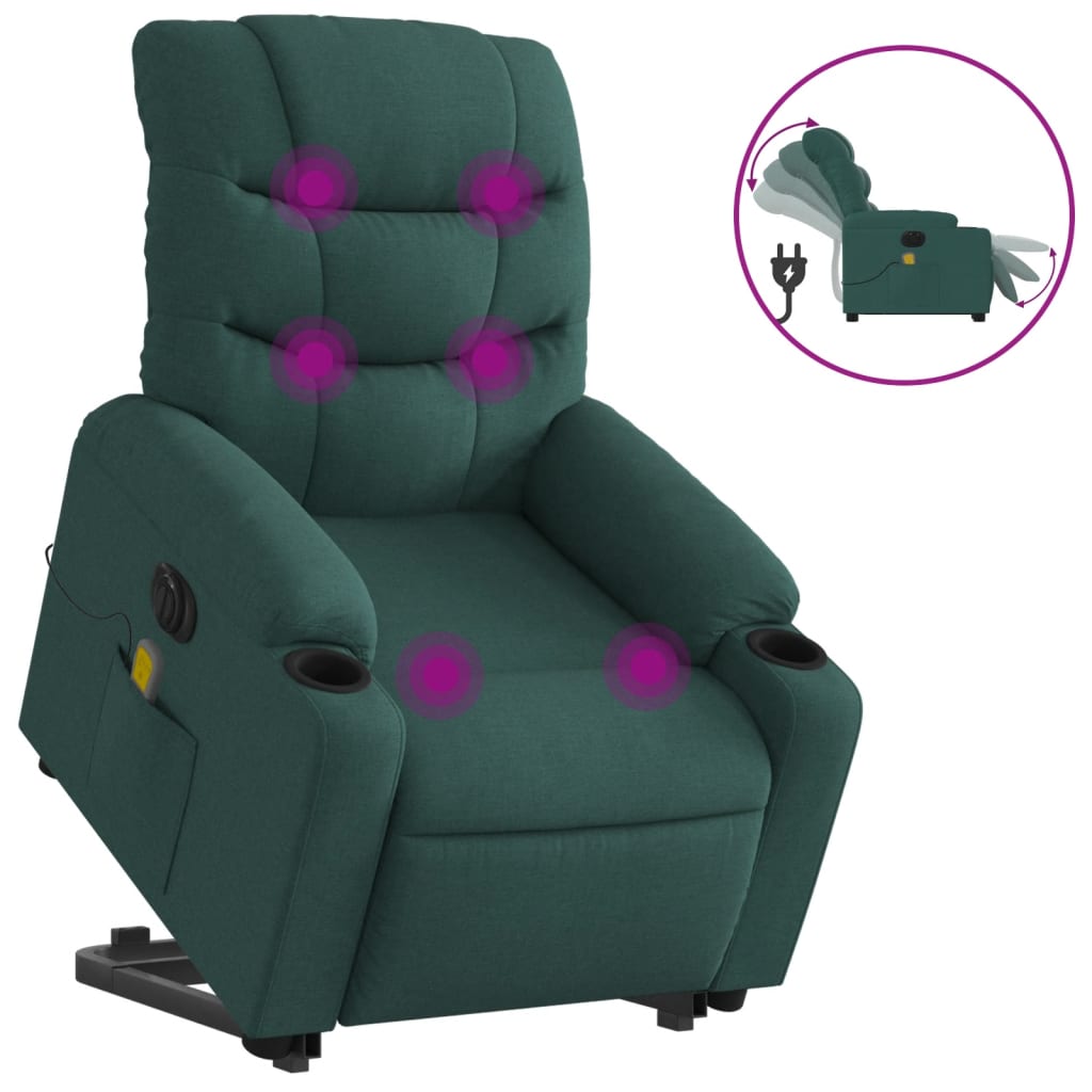 Fauteuil inclinable de massage électrique Vert foncé Tissu - XIOS