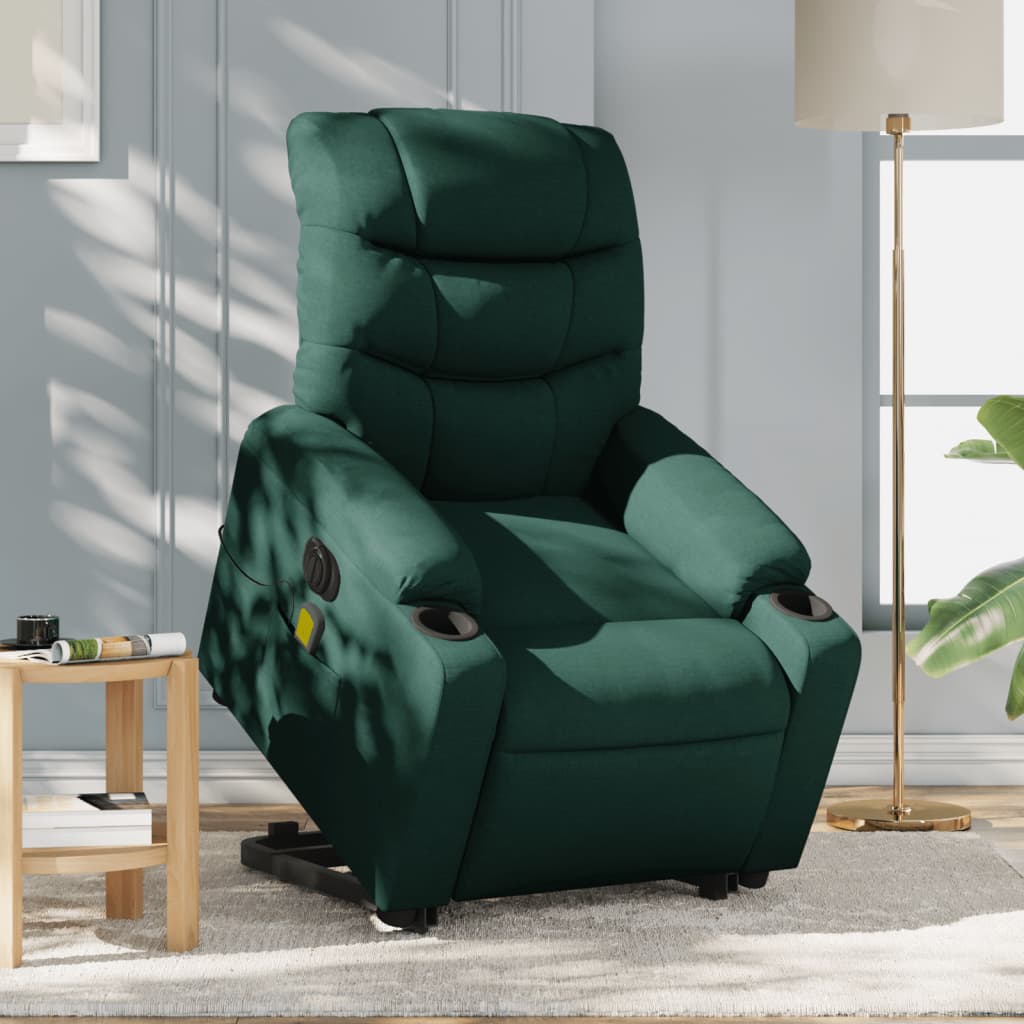 Fauteuil inclinable de massage électrique Vert foncé Tissu - XIOS