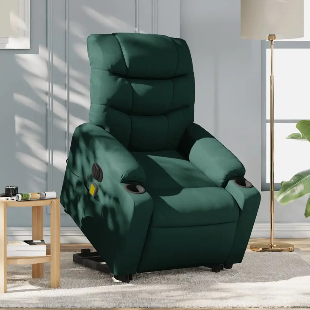 Fauteuil inclinable de massage électrique Vert foncé Tissu - XIOS
