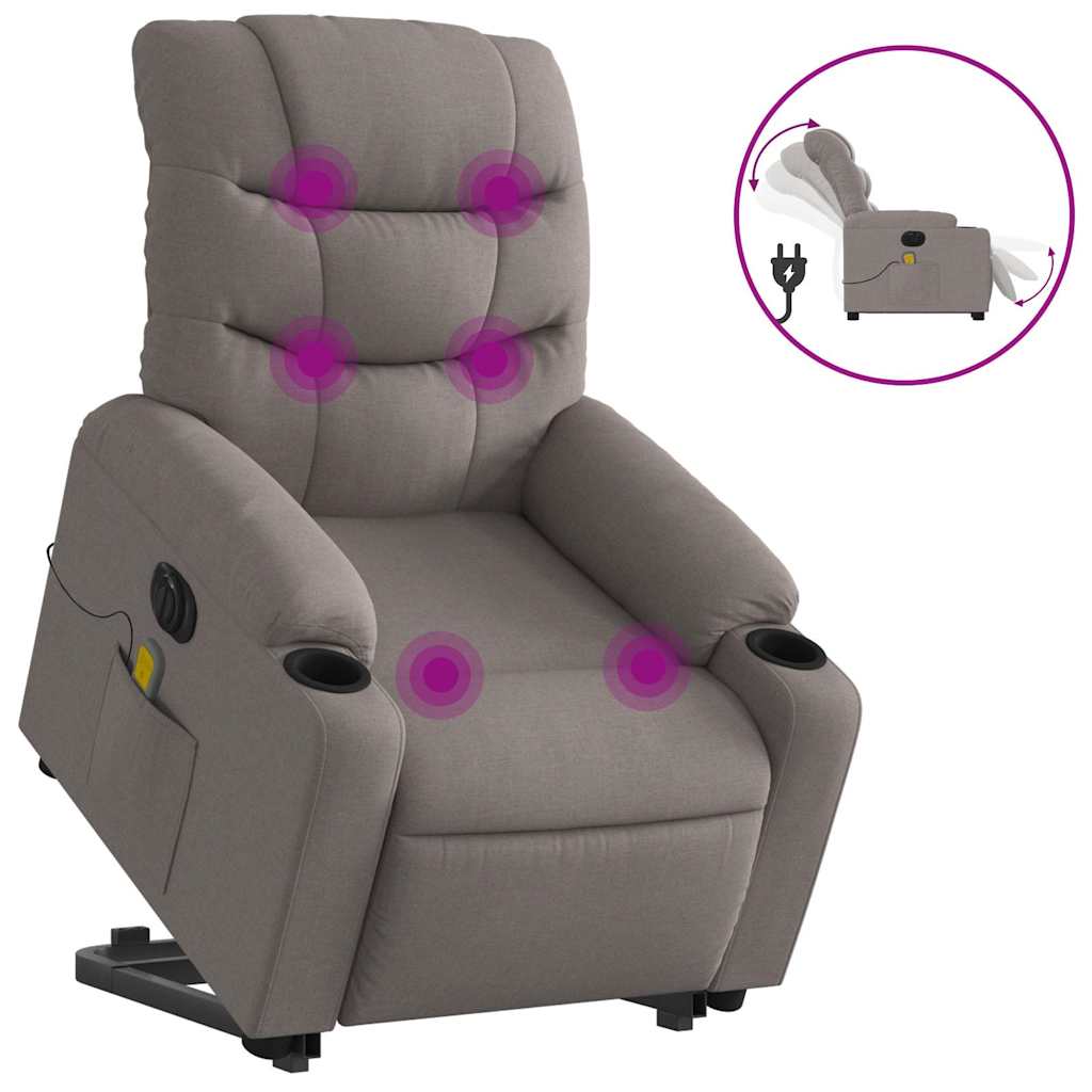 Fauteuil inclinable de massage électrique Taupe Tissu - XIOS