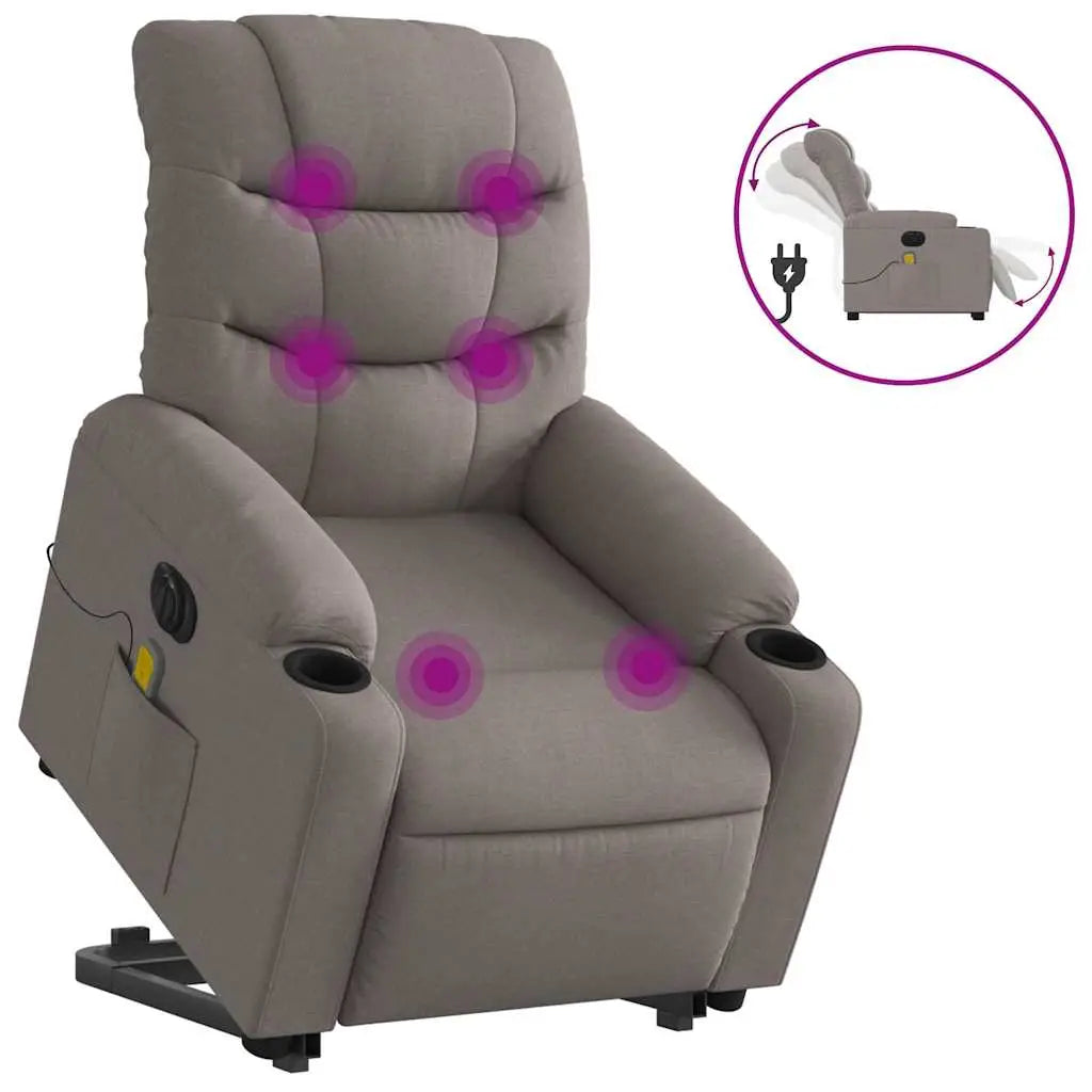 Fauteuil inclinable de massage électrique Taupe Tissu - XIOS