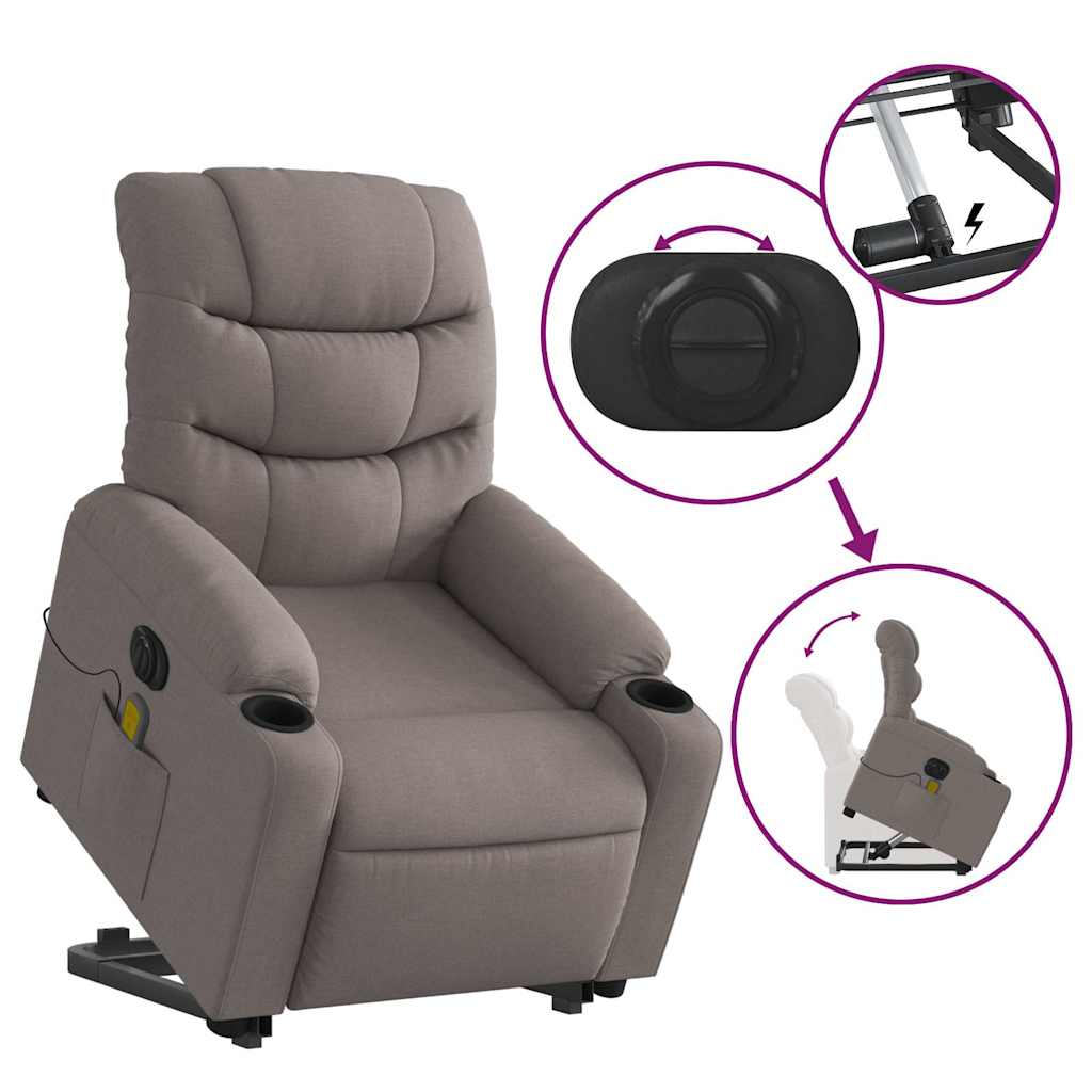 Fauteuil inclinable de massage électrique Taupe Tissu - XIOS