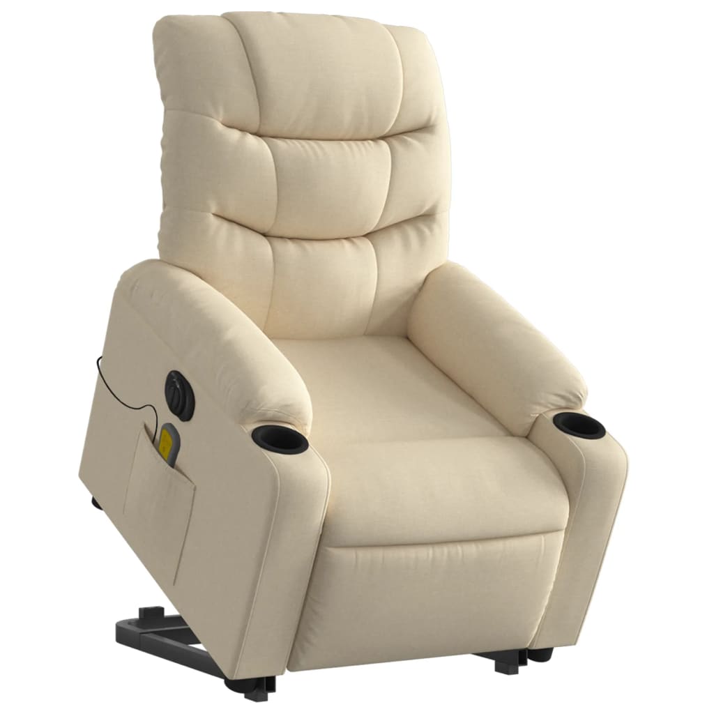 Fauteuil inclinable de massage électrique Crème Tissu - XIOS