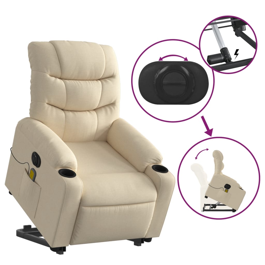 Fauteuil inclinable de massage électrique Crème Tissu - XIOS