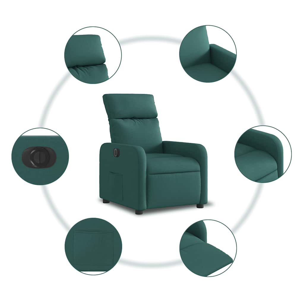 Fauteuil inclinable électrique Vert foncé Tissu - XIOS