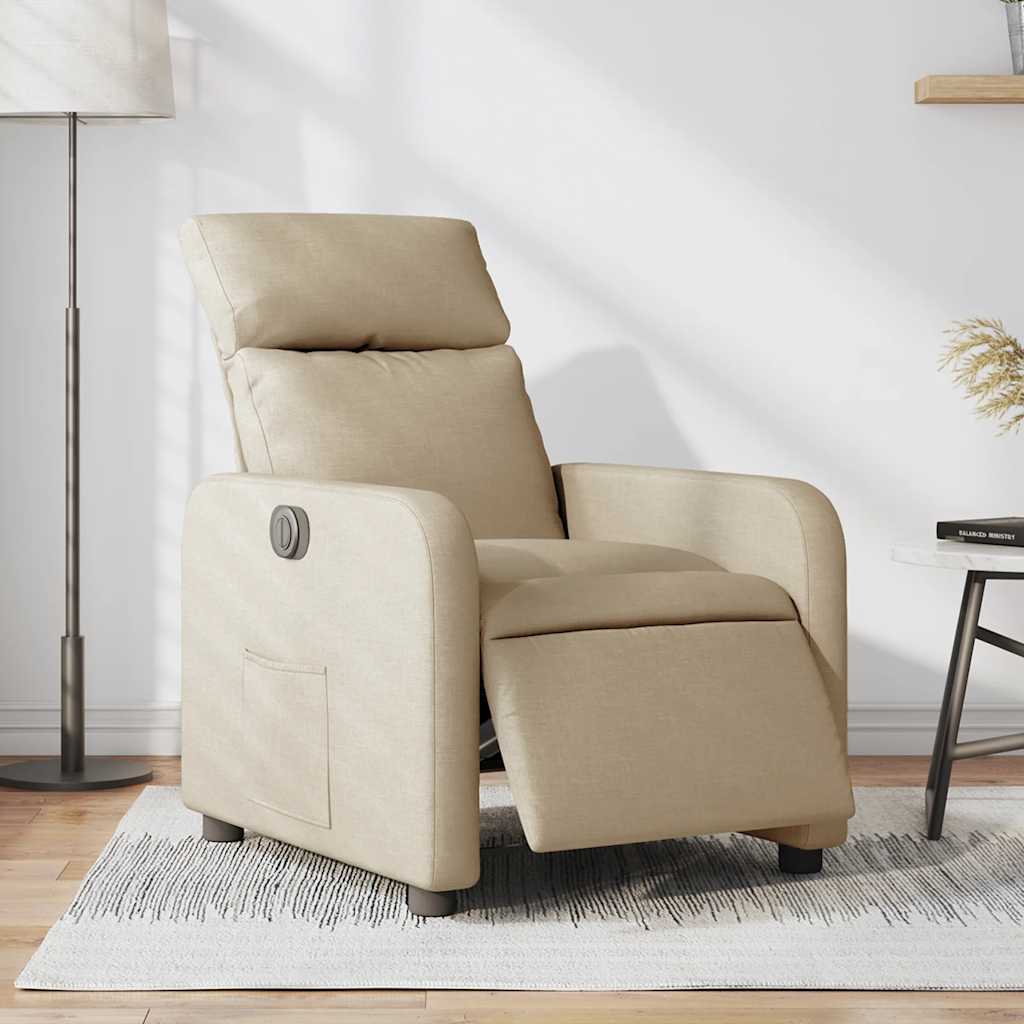 Fauteuil inclinable électrique Crème Tissu - XIOS