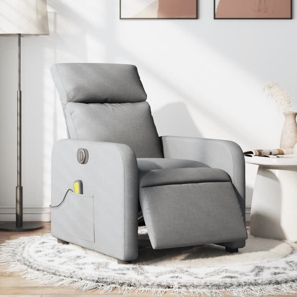 Fauteuil de massage inclinable électrique gris clair tissu - XIOS