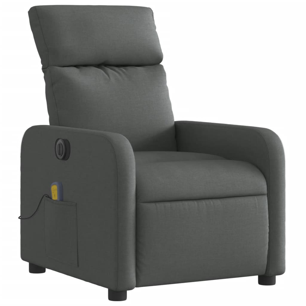 Fauteuil inclinable de massage électrique gris foncé tissu - XIOS