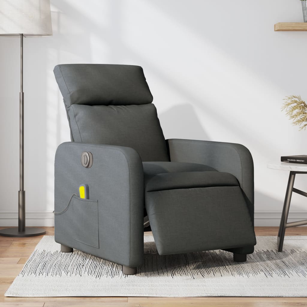 Fauteuil inclinable de massage électrique gris foncé tissu - XIOS
