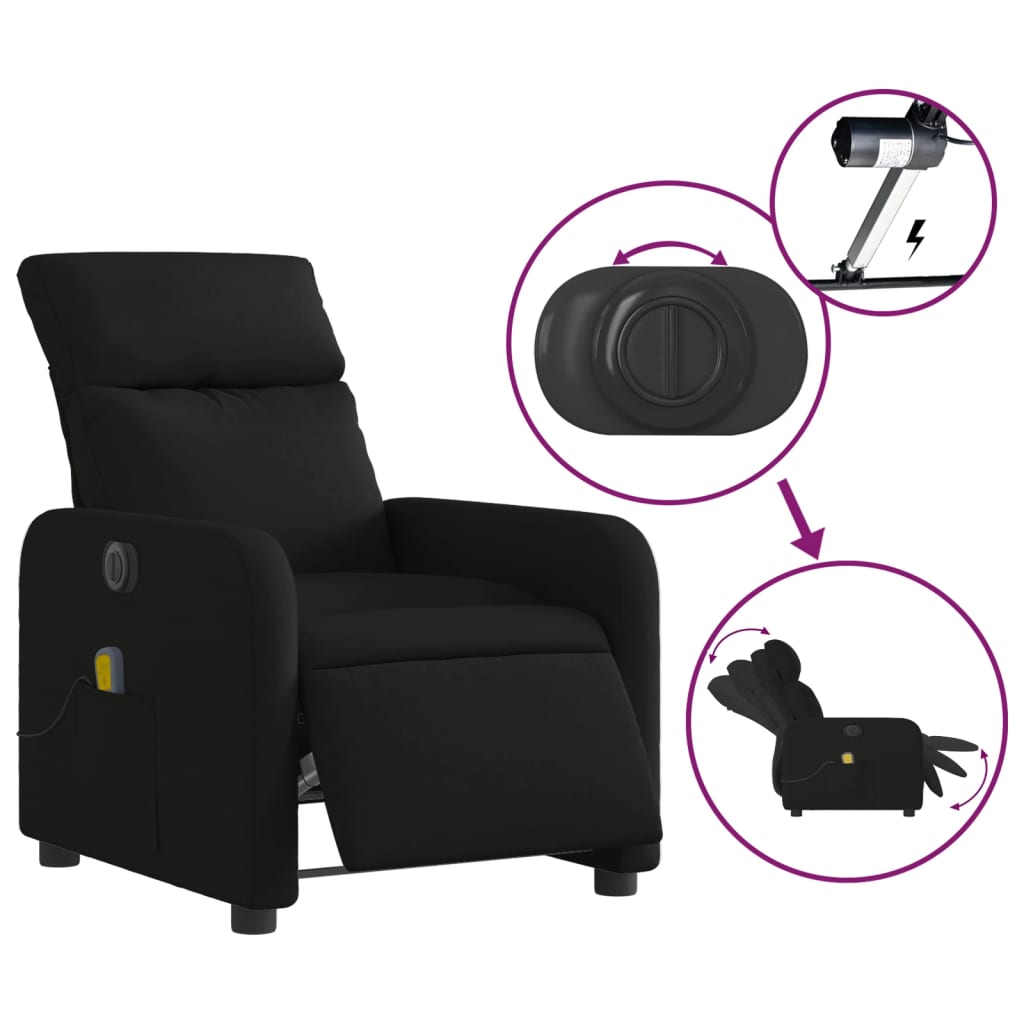 Fauteuil de massage inclinable électrique Noir Tissu - XIOS