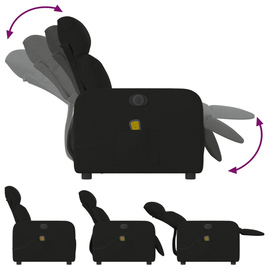 Fauteuil de massage inclinable électrique Noir Tissu - XIOS