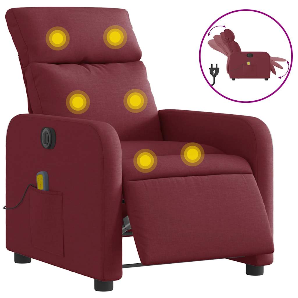Fauteuil de massage inclinable électrique Rouge bordeaux Tissu - XIOS